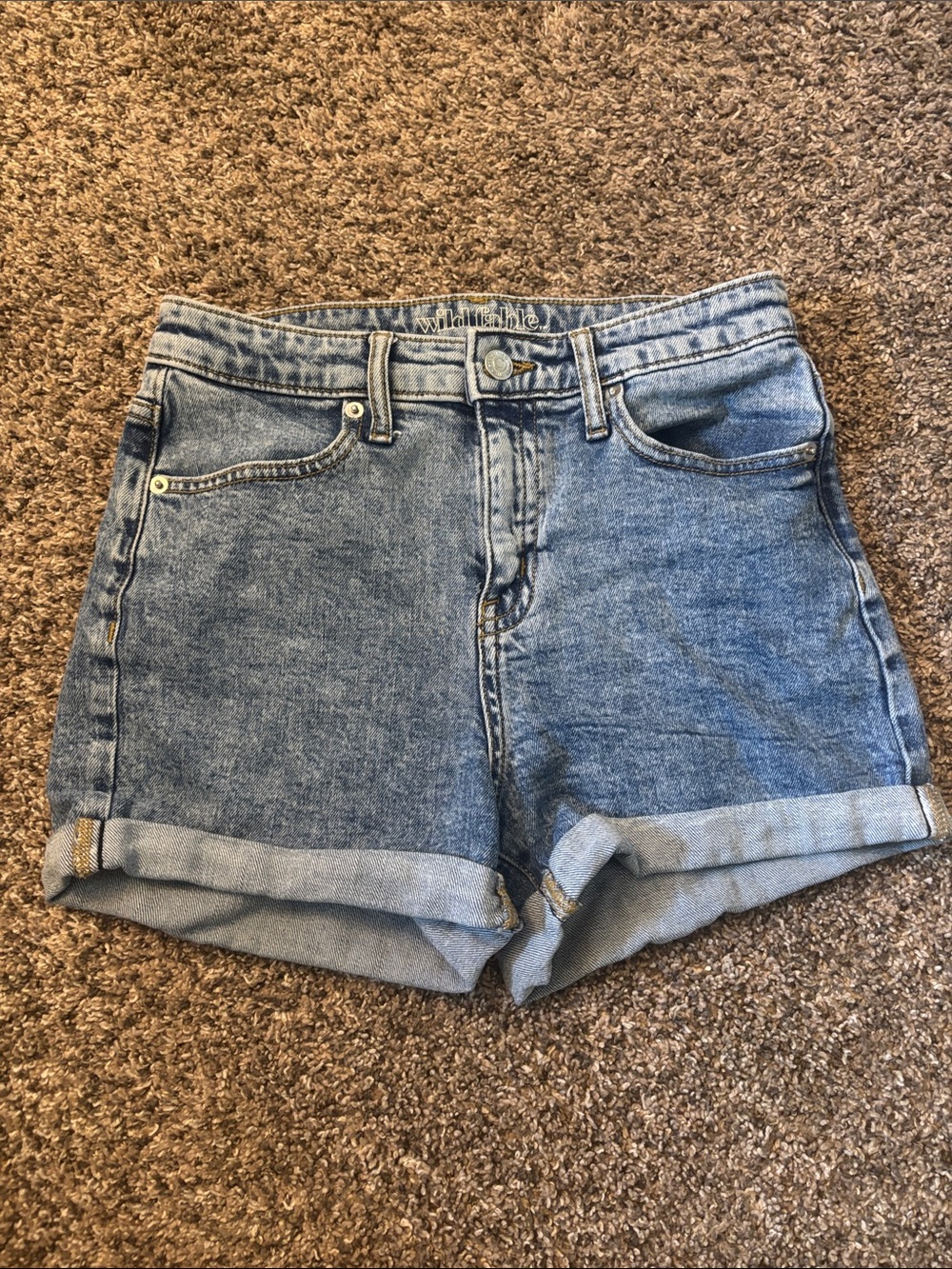 wild fable Light Blue High-Rise Rolled Hem Denim Shorts